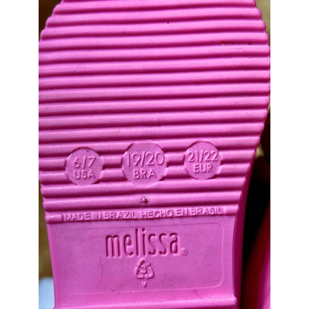 Mini Melissa Jeremy Scott Rain Boots Kids‎ 6/7 Pink Excellent Bear Collaboration